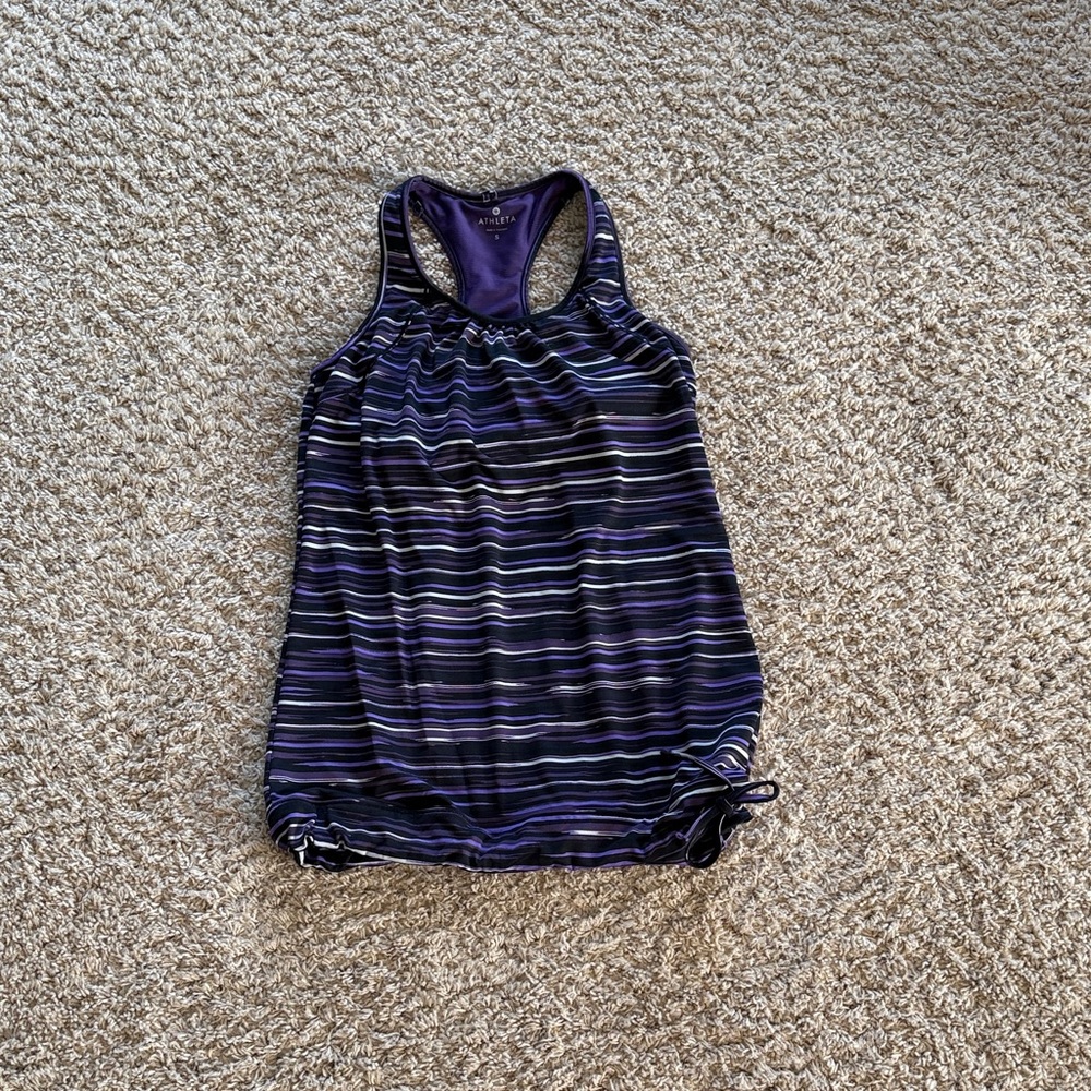 Athleta Purple and Black Striped Racerback Tank. Size Small.
